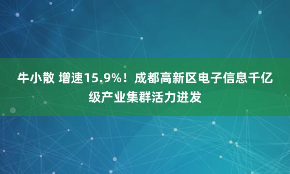 牛小散 增速15.9%！成都高新区电子信息千亿级产业集群活力迸发